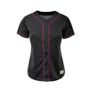 Women's Black and Hot Pink Blank Baseball Jersey