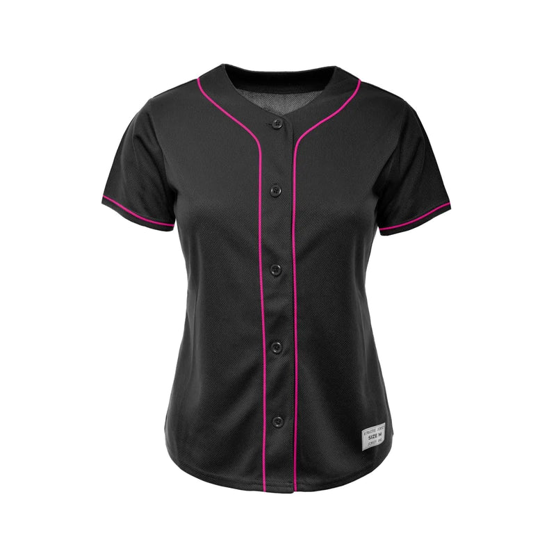 Women's Black and Hot Pink Blank Baseball Jersey