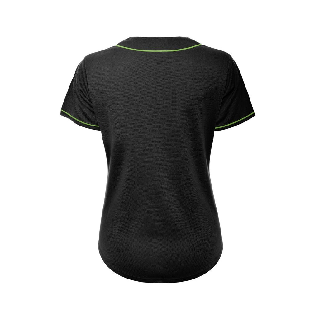 Women's Blank Black And Green Baseball Jersey Jersey One
