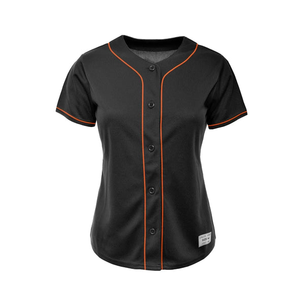 Women&#39;s Blank Black and Orange Baseball Jersey