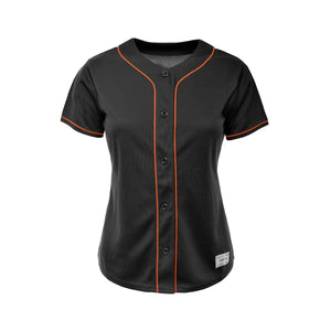 Women's Black and Orange Blank Baseball Jersey