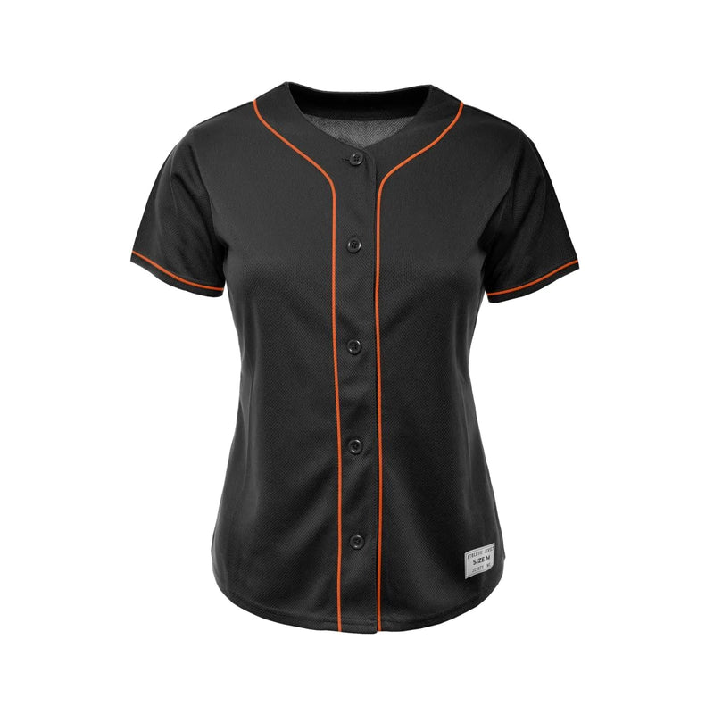 Women's Black and Orange Blank Baseball Jersey