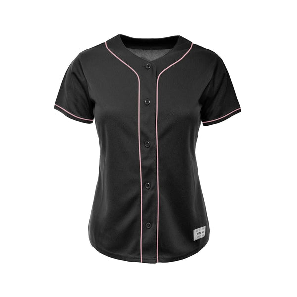 Women&#39;s Blank Black and Light Pink Baseball Jersey