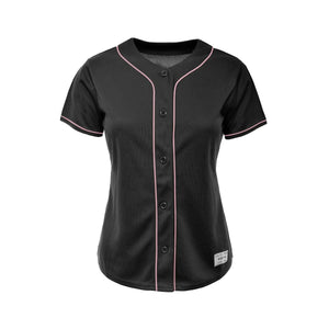 Women's Black and Light Pink Blank Baseball Jersey