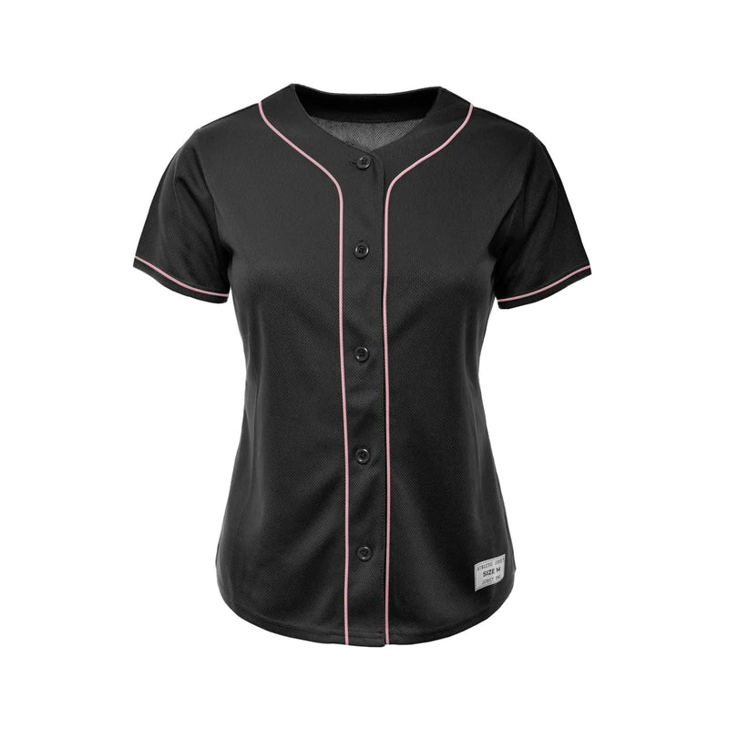 Women's Black and Light Pink Blank Baseball Jersey