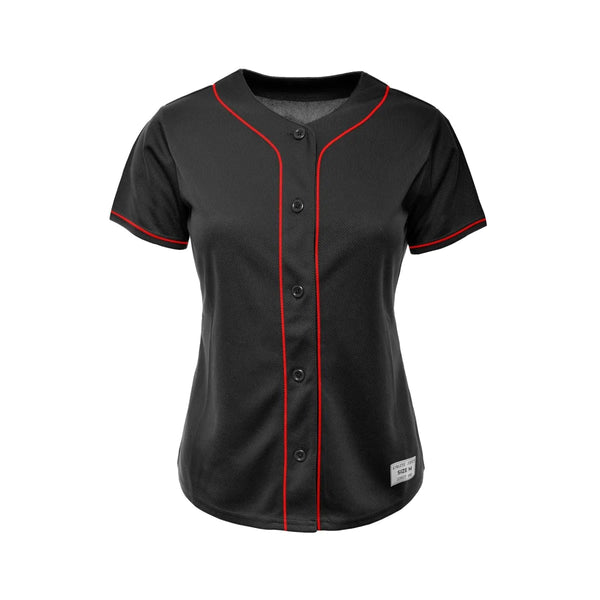 Women&#39;s Blank Black and Red Baseball Jersey