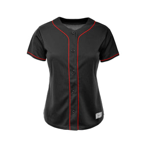 Women's Black and Red Blank Baseball Jersey in Bluk