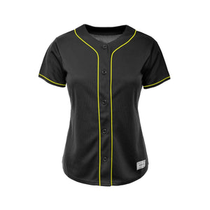 Women's Black and Yellow Blank Baseball Jersey