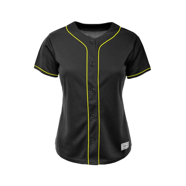 Women&#39;s Blank Black and Yellow Baseball Jersey