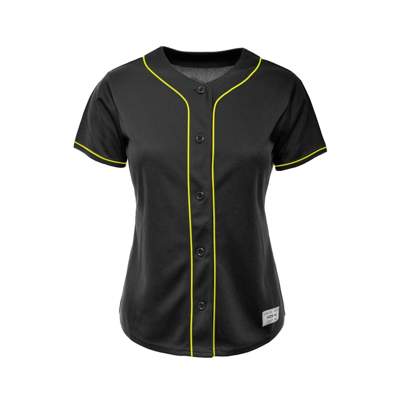 Women's Black and Yellow Blank Baseball Jersey