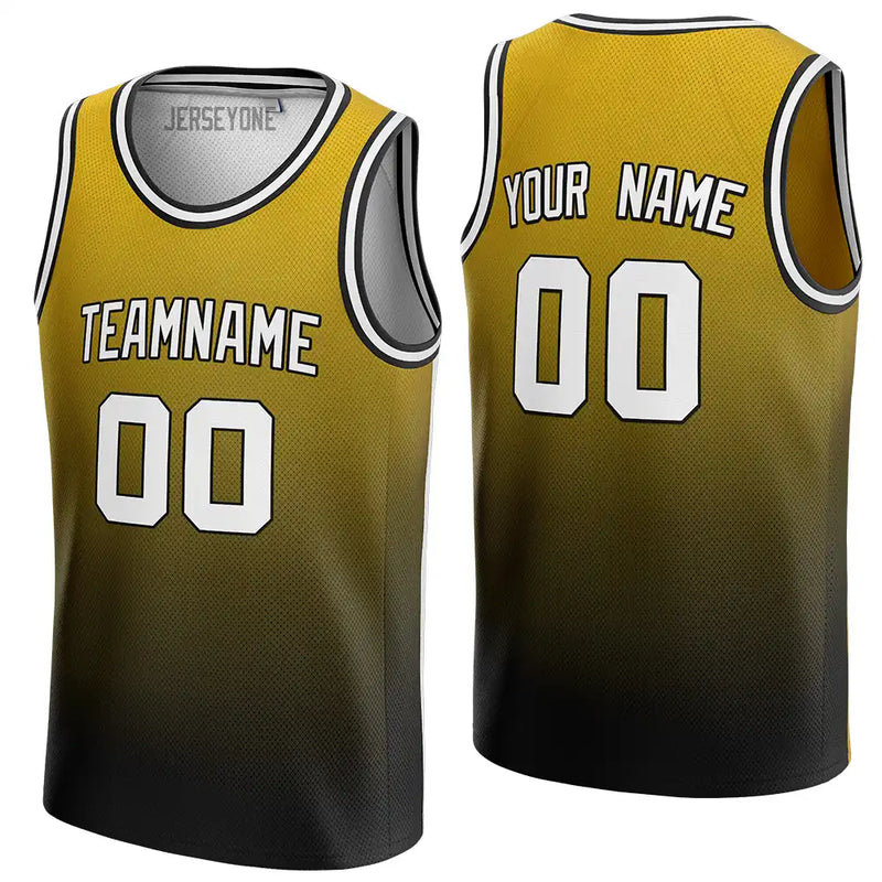 Men's Yellow And Black Gradient Custom Basketball Jersey