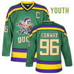 charlie conway mighty ducks green hockey jersey for youth kids boys thumbnail