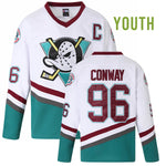 charlie conway mighty ducks white hockey jersey for youth kids boys thumbnail