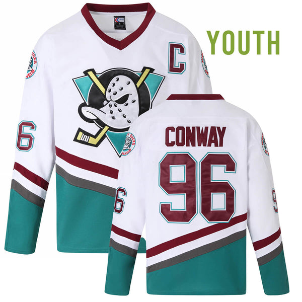 charlie conway mighty ducks white hockey jersey for youth kids boys