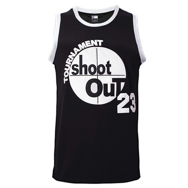 Above the Rim tournament 23 black basketball jersey for men front