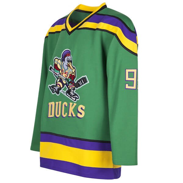 mighty ducks #99 green movie hockey jersey green 3/4 view