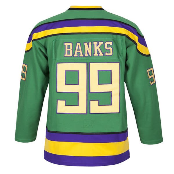mighty ducks adam banks green movie ice hockey jersey back