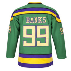 mighty ducks adam banks green movie ice hockey jersey back