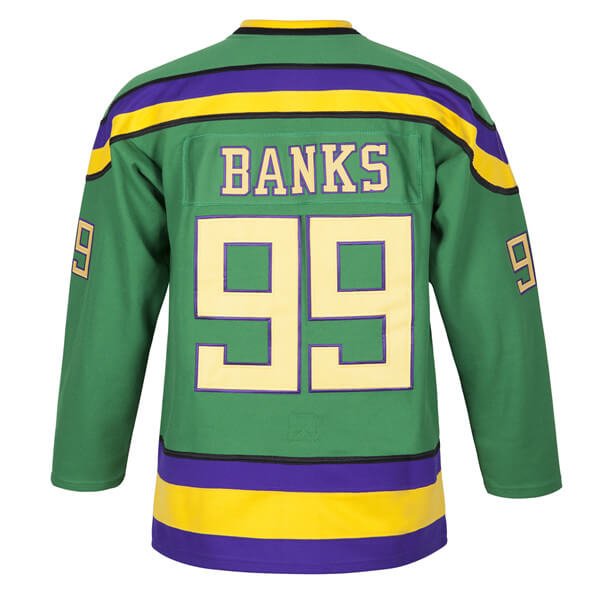 Vincent Larusso Signed The Mighty Ducks Jersey Inscribed Banks #99  (JSA)
