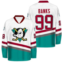 mens mighty ducks d2 #99 adam banks hockey jersey white thumbnail