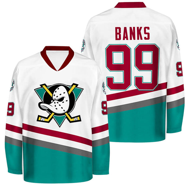Movie Mighty Ducks #9 Adam Banks Hawks Team Hockey Jersey Sewn