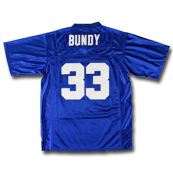 back view of  blue Polk High jersey AI Bundy