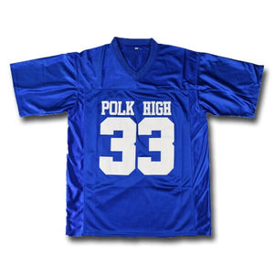 front view of  blue Polk High jersey AI Bundy