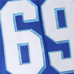 Close-up of Stitched Number 69 Detail on Billy Bob West Canaan Football Jersey