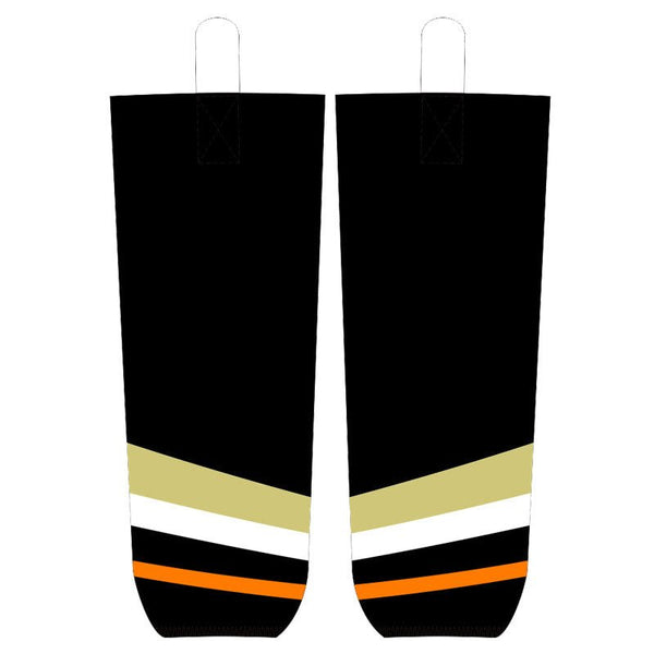 Printed Black and Orange Hockey Socks for Men