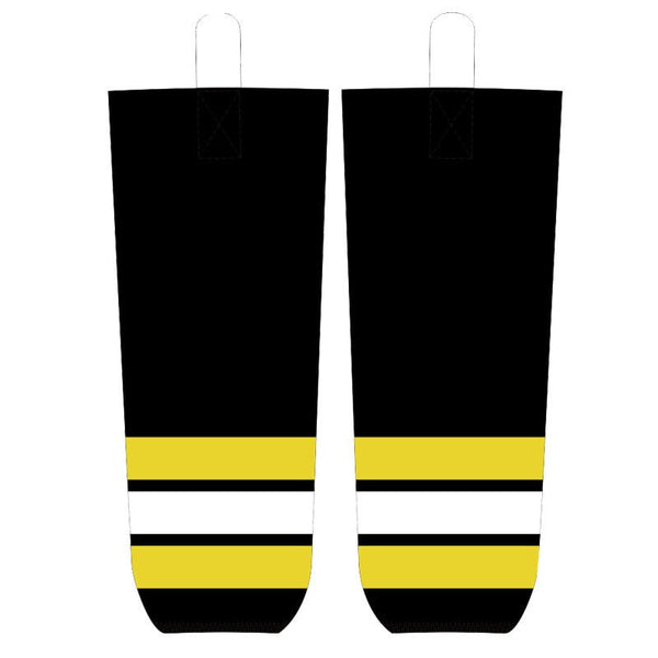 Black White Yellow Ice Hockey Socks Jersey One