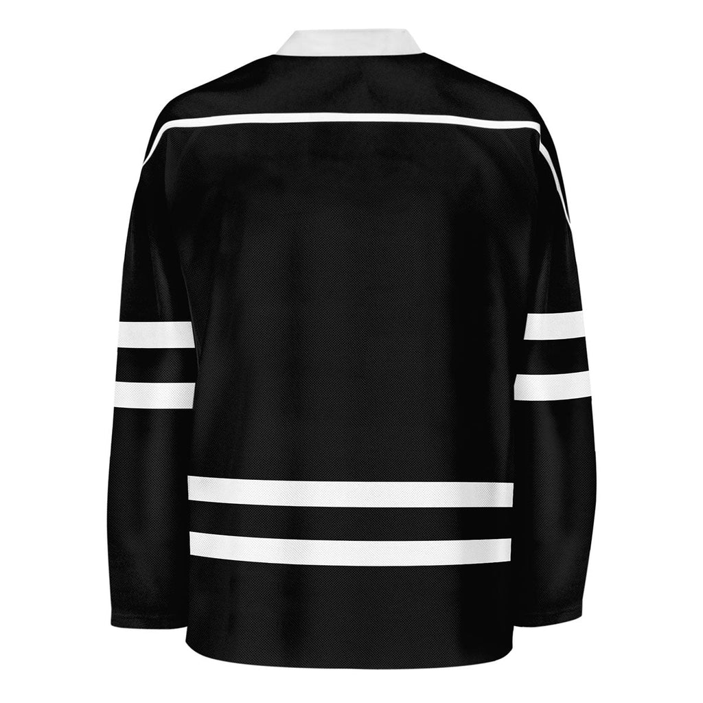 Blank Black And Black Hockey Jersey With Shoulder Yoke Jersey One