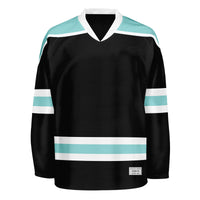 blank black and ice blue hockey jersey with shoulder yoke thumbnail