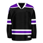 blank black and purple hockey jersey with shoulder yoke thumbnail