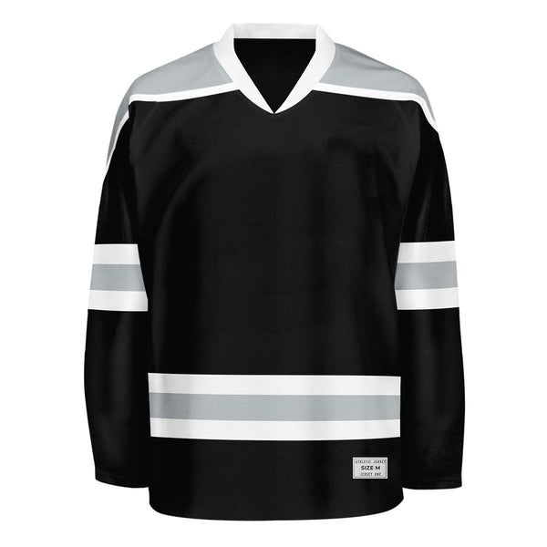 blank black and grey hockey jersey with shoulder yoke