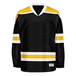 blank black and yellow hockey jersey with shoulder yoke thumbnail