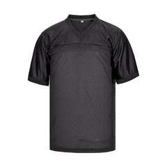 black blank football jersey - v neck flag football jersey - solid black - todder 2t to men's 5XL - front view