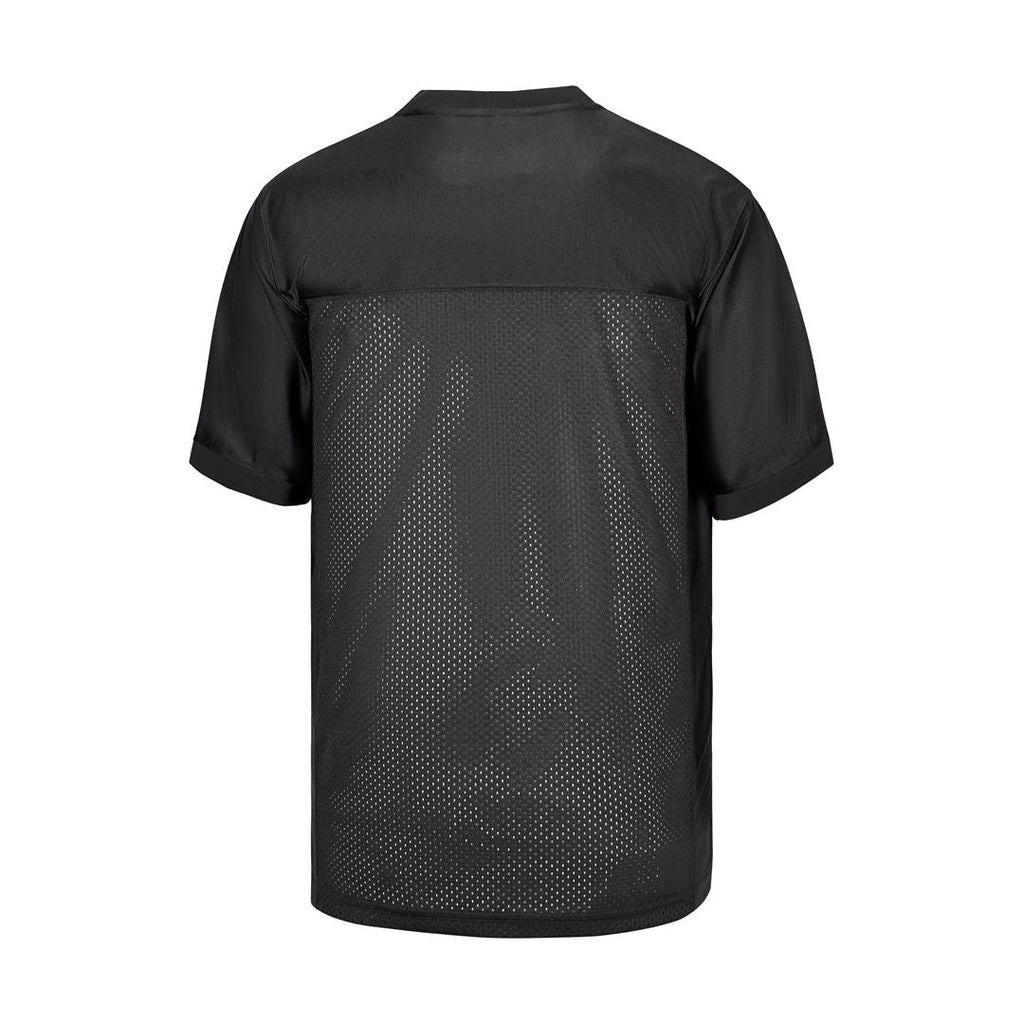 black blank football jersey - v neck flag football jersey - solid black - todder 2t to men's 5XL - back view