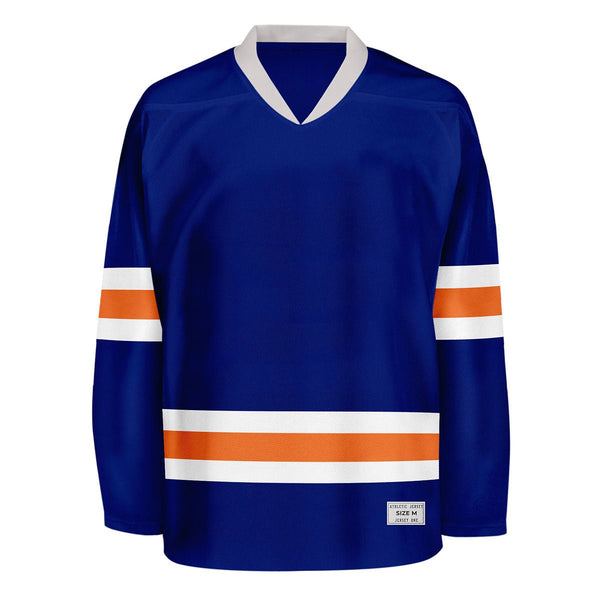 blank blue and orange hockey jersey