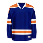 Blank blue and orange Hockey Jersey With Shoulder Yoke thumbnail