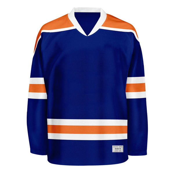 Blank blue and orange Hockey Jersey With Shoulder Yoke