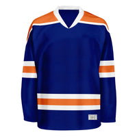 Blank blue and orange Hockey Jersey With Shoulder Yoke thumbnail