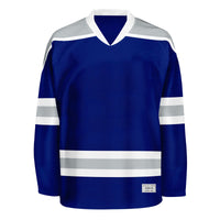 Blank blue and grey Hockey Jersey With Shoulder Yoke thumbnail