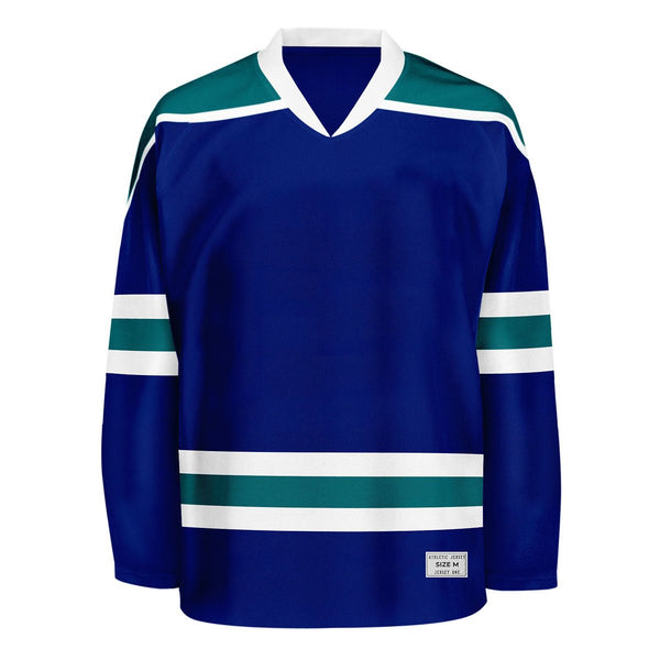 Blank blue and teal Hockey Jersey With Shoulder Yoke