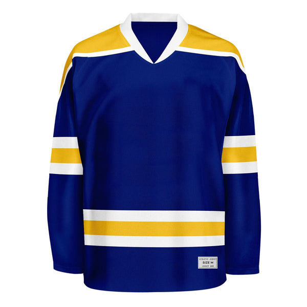 Blank blue and yellow Hockey Jersey With Shoulder Yoke