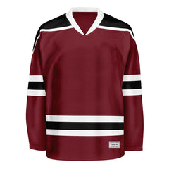 Blank Burgundy and black Hockey Jersey With Shoulder Yoke