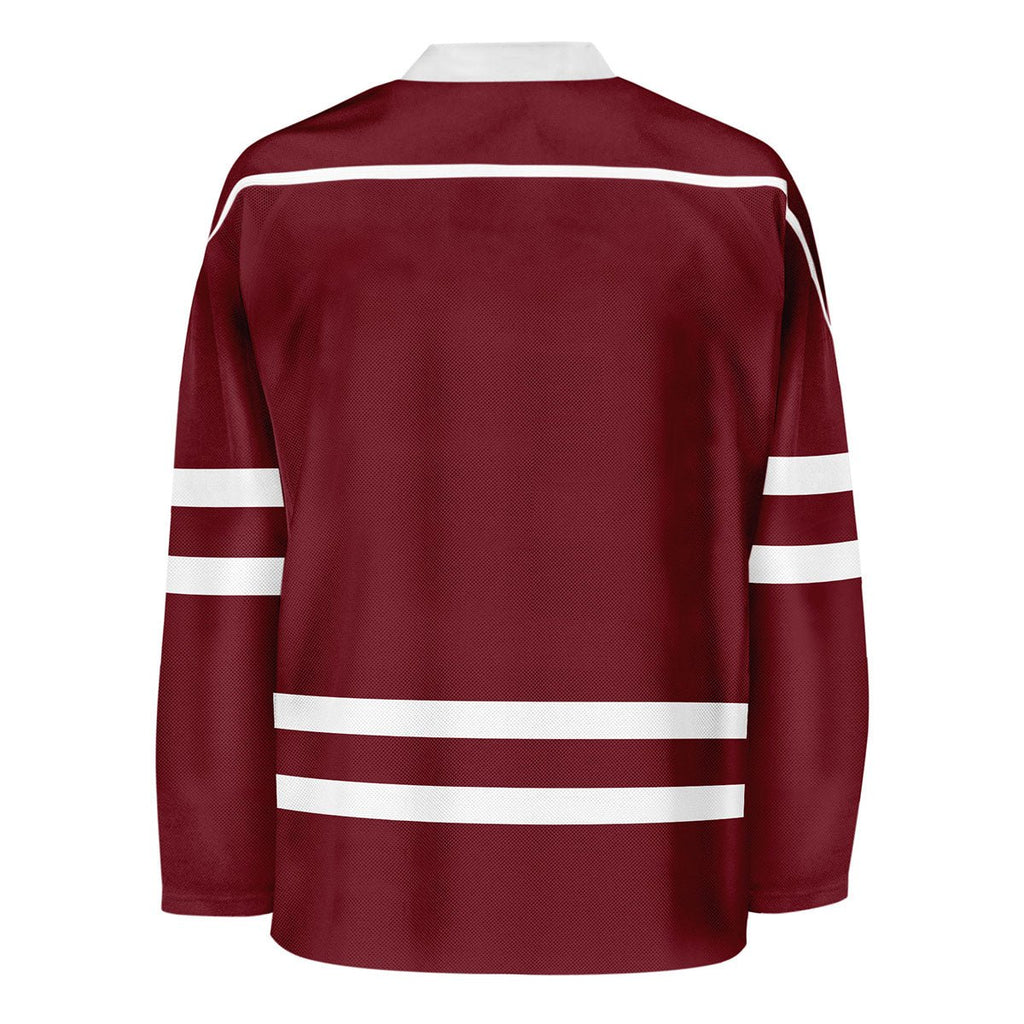 Blank Burgundy And Burgundy Hockey Jersey With Shoulder Yoke Jersey One