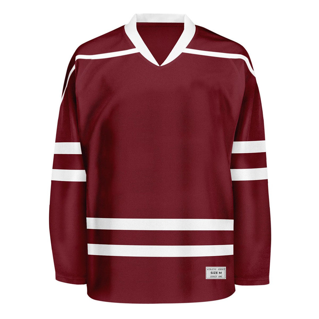 Blank Burgundy Hockey Jersey With Shoulder Yoke