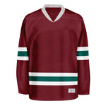 Blank Burgundy and teal Hockey Jersey thumbnail
