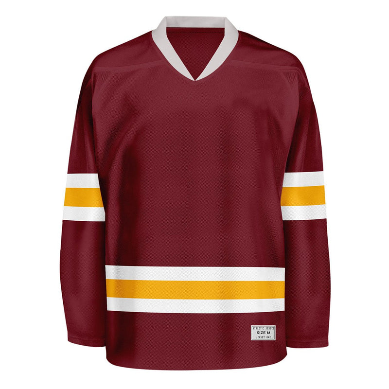Blank Burgundy and yellow Hockey Jersey