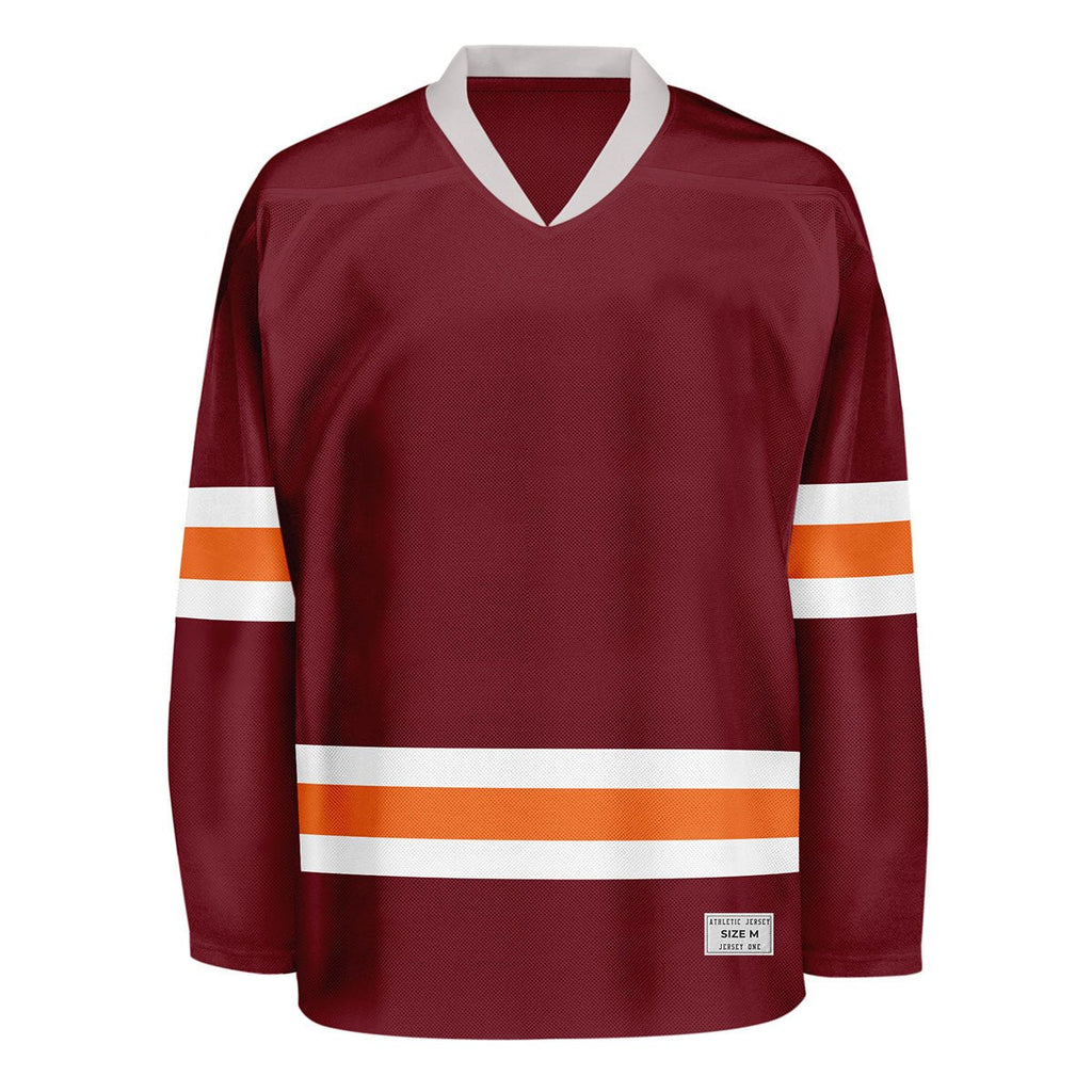 Blank Burgundy and orange Hockey Jersey
